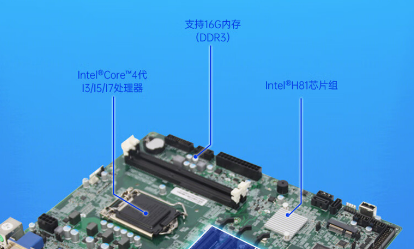 機內(nèi)配置了2個140pinDDR3L的內(nèi)存插槽，支持16G內(nèi)存。